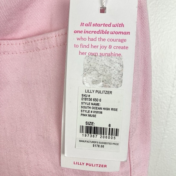Lilly Pulitzer NWT  29" South Ocean High Rise Skinny Jean Pink Muse Pastel sz 6 - Picture 4 of 11